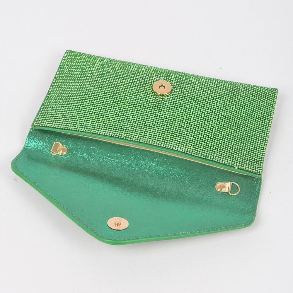 Full Rhinestone Envelope Chain Clutch - Picture 5 of 6